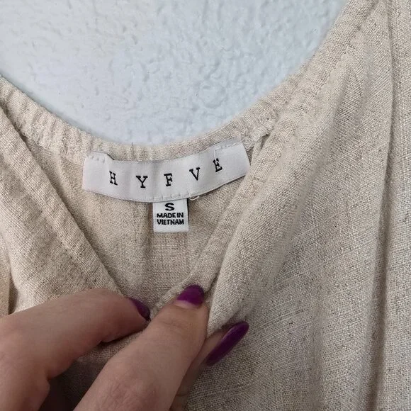 HYFVE - Neutral Puff Sleeve Wide Leg Jumpsuit - Size Small - Picture 5 of 13